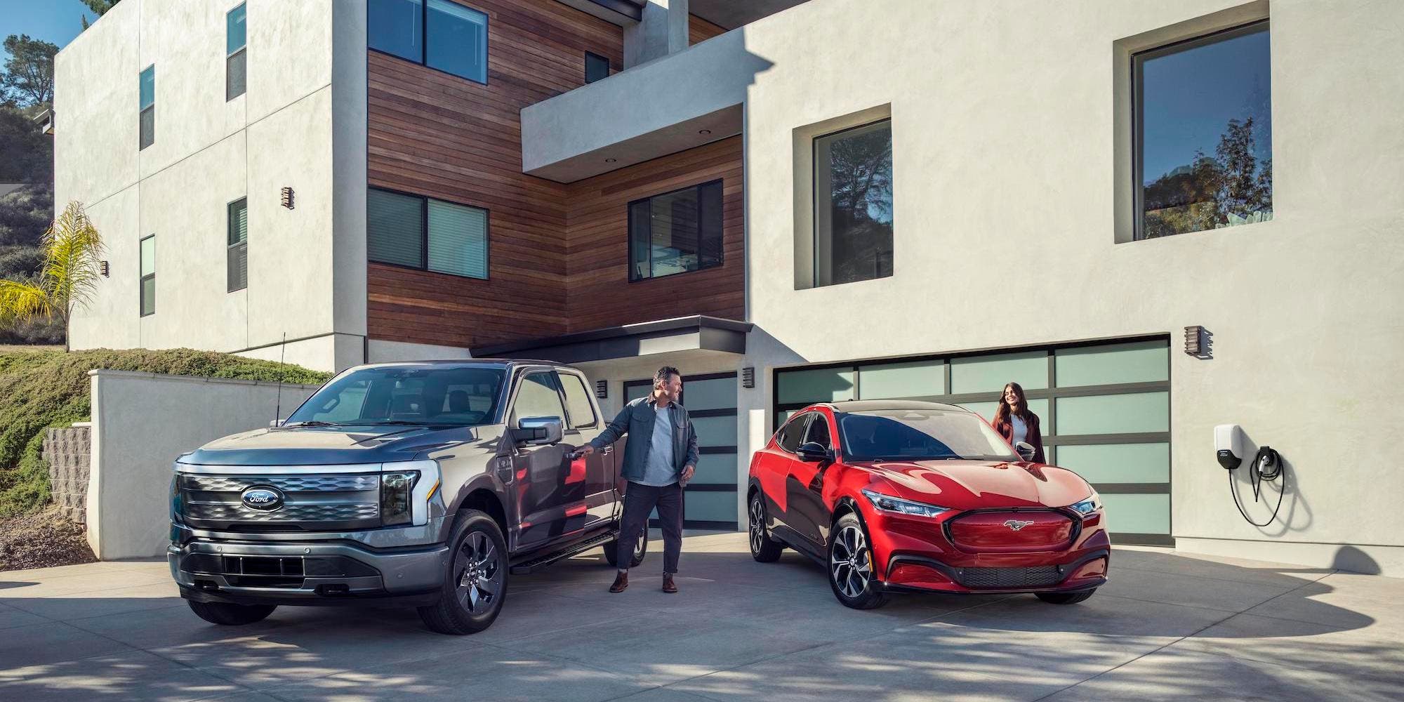 Ford F-150 Lightning and Mustang Mach-E charging