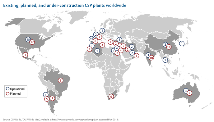 Concentrating solar plants worldwide