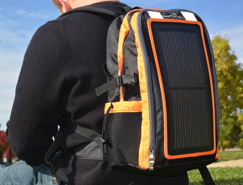 Ascent integrates thin film solar module into backpack.