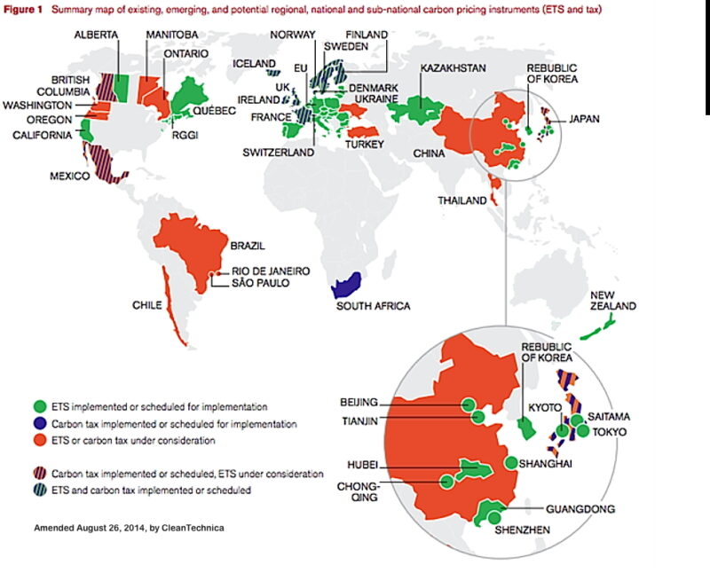 Existing, emerging, and potential carbon pricing plans (World Bank, updated)