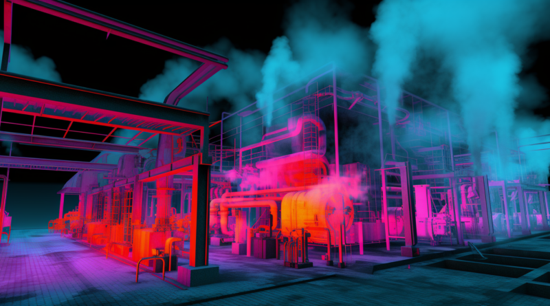 Midjourney generated thermal image of hot factory