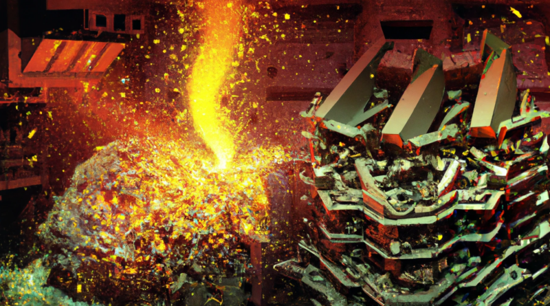 DALL·E generatred image of feeding scrapped steel into an electric furnace, digital art