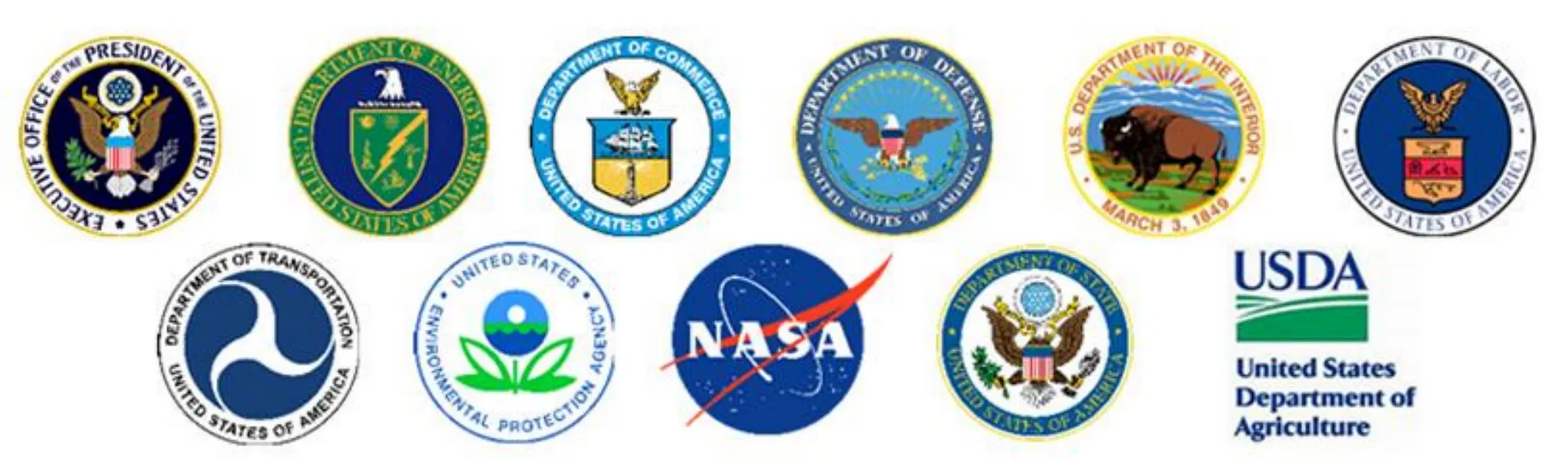 Logos of US agencies and departments involved in the US hydrogen strategy