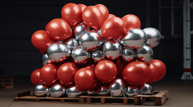 Midjourney generated image of stack of metal ingots inflated as if they were balloons