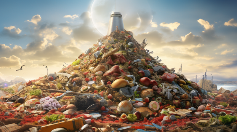 Midjourney generated image of landfill full of food