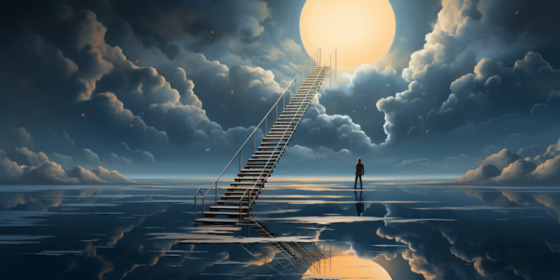 Midjourney generated image of hydrogen, ladder