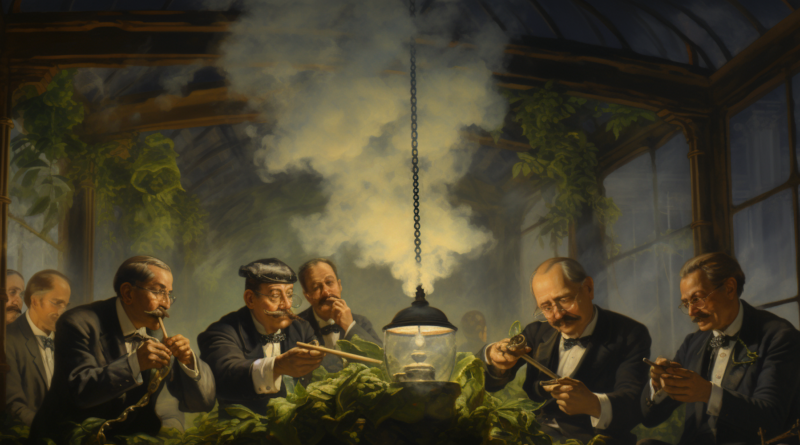 Midjourney generated image of oil executives smoking opium