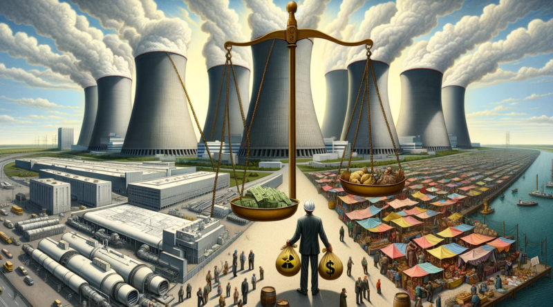 ChatGPT and DALL-E generated image reate a symbolic panoramic image illustrating the conflict between the structured, government-led approach to nuclear program success