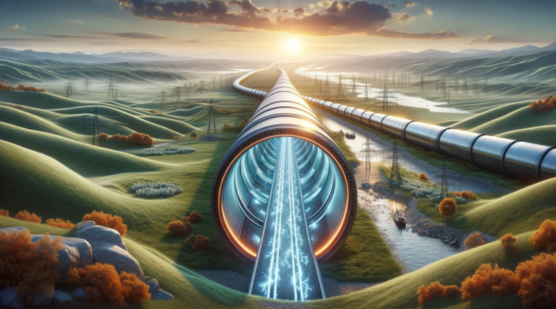 ChatGPT & DALL-E generated panoramic illustration that visualizes the concept of maximizing pipeline value by incorporating High Voltage Direct Current (HVDC) transmission