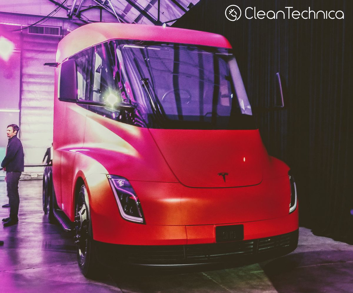 tesla semi red electric semi truck Kyle Field CleanTechnica watermark