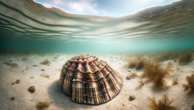 ChatGPT & DALL-E generated panoramic image depicting a shellfish with a weak and brittle shell