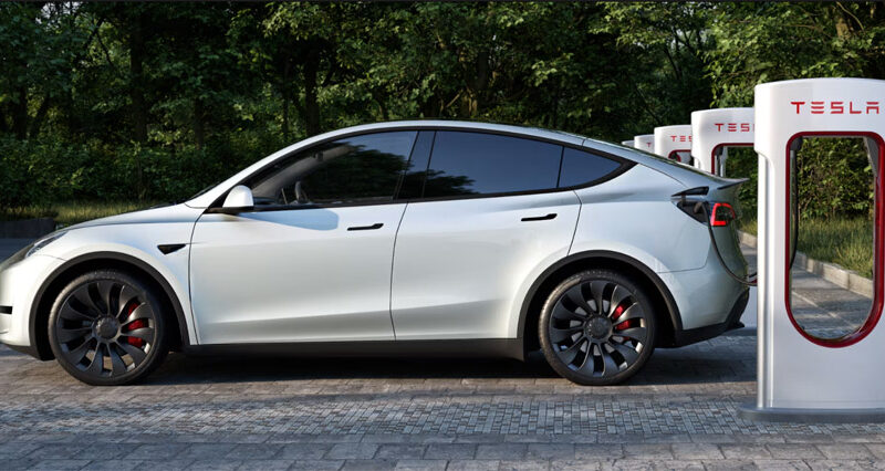 Tesla Model Y Supercharging.