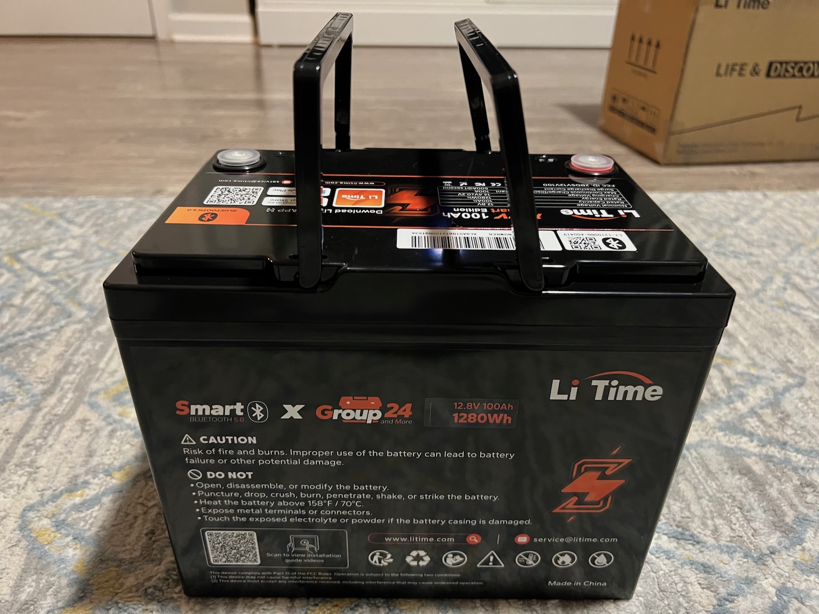 LiTime 12V battery front portable