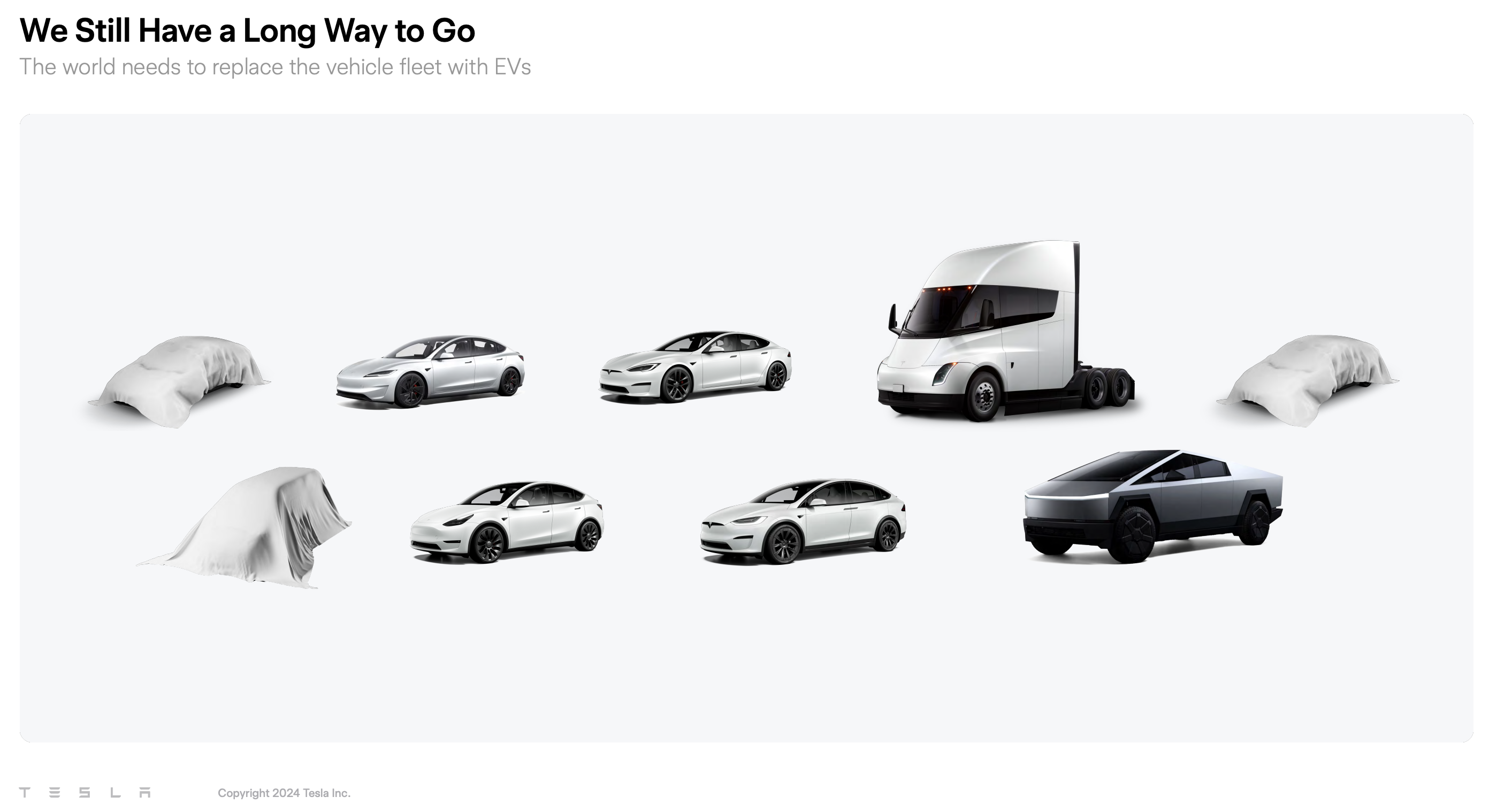 Tesla 2024 Shareholder Meeting Slide 5 new Tesla vehicles