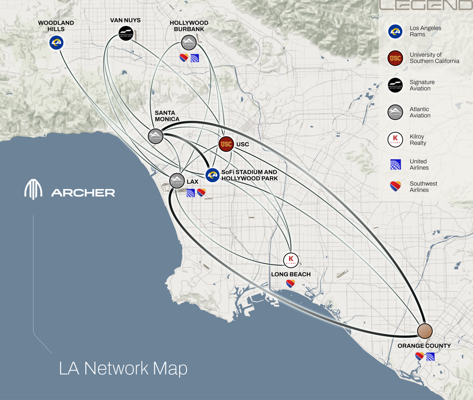 Archer Unveils Los Angeles Air Mobility Network Ahead Of Major Worldwide Sporting Events - CleanTechnica