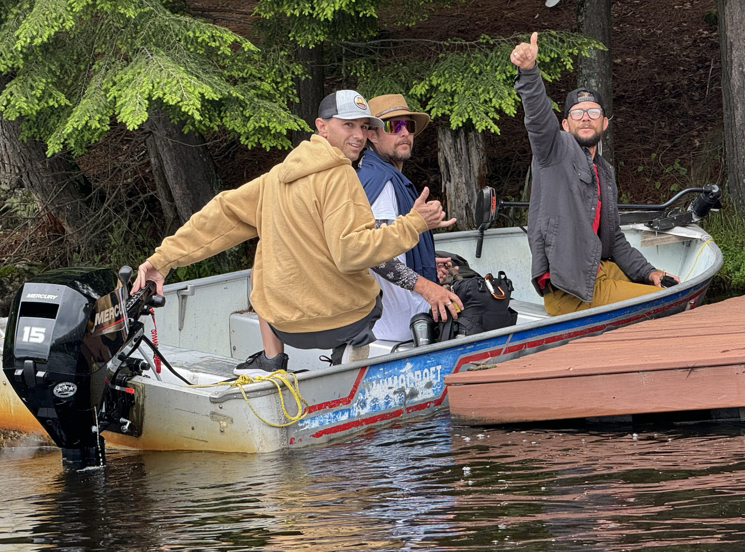 6727 Family Fishermen. Alumacraft with new 15 HP Outboard. Camp Hasler. Three Lakes Wisconsin. June 17 2024. Fritz Photo scaled