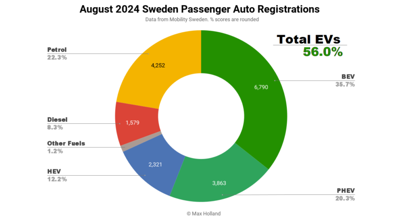 EVs Take 56.0% Share In Sweden