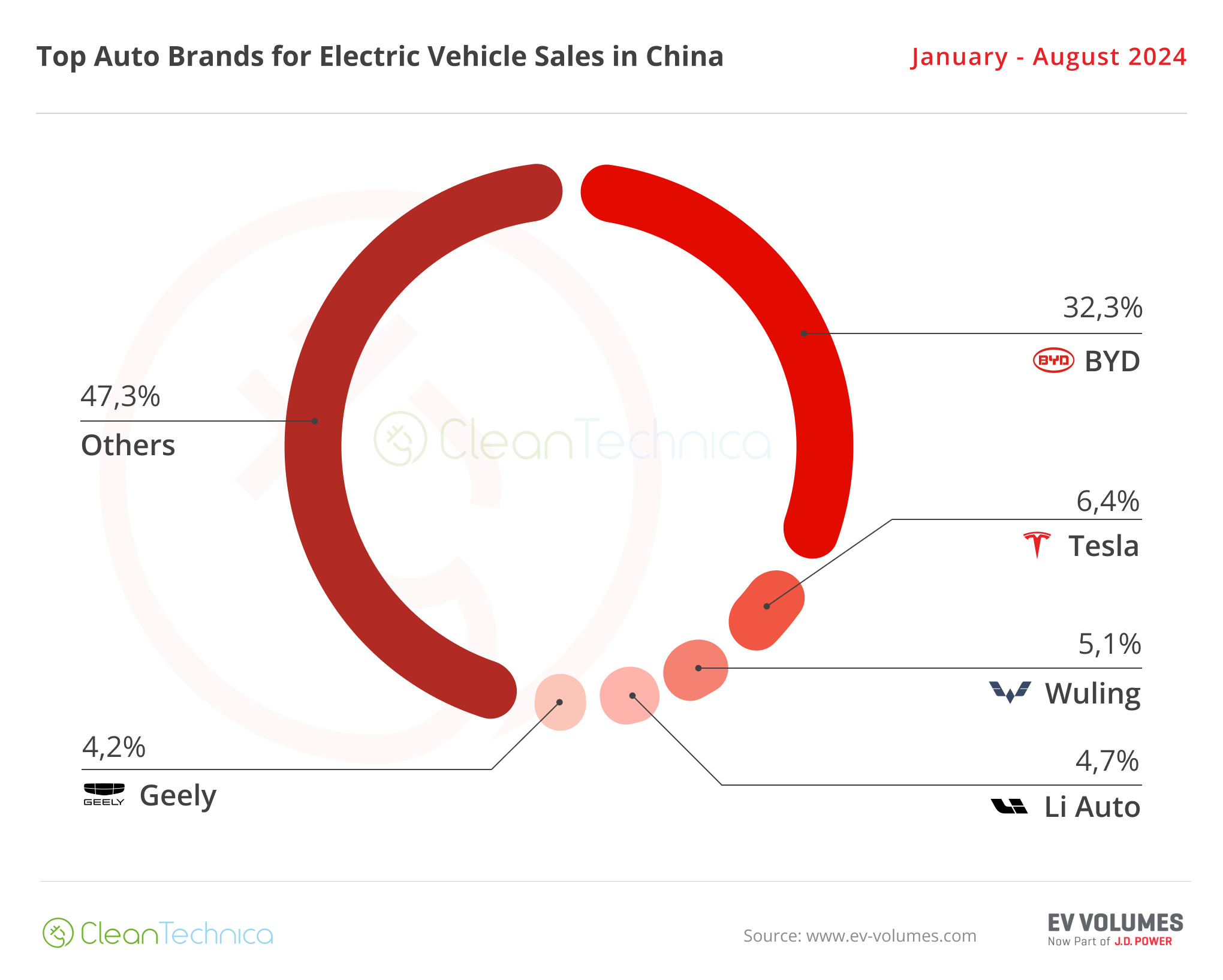 China Top EV Brands January August 2024