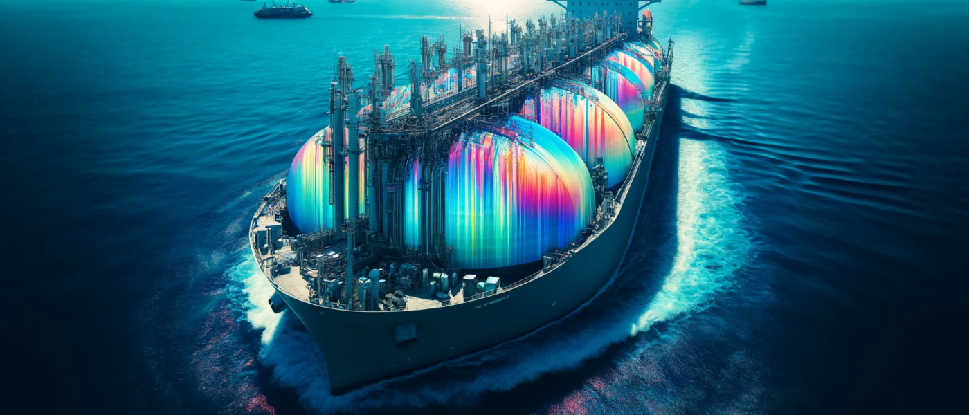 ChatGPT generated panoramic hyperspectral image of an LNG tanker