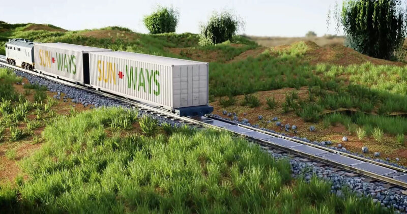 solar panels railroad tracks Sun-Ways Switzerland