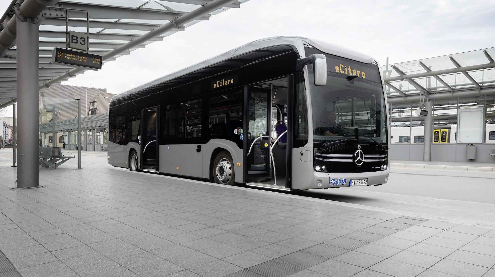 Daimler eCitaro G bus stop Hamburg Germany