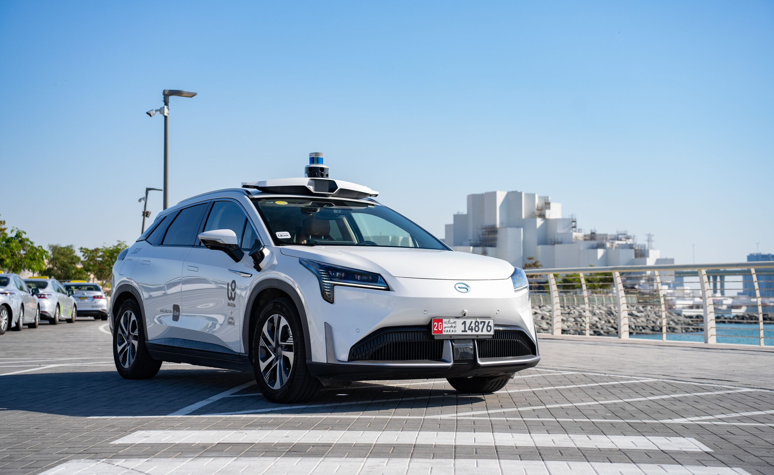 Uber WeRide robotaxi in Abu Dhabi UAE sky scaled