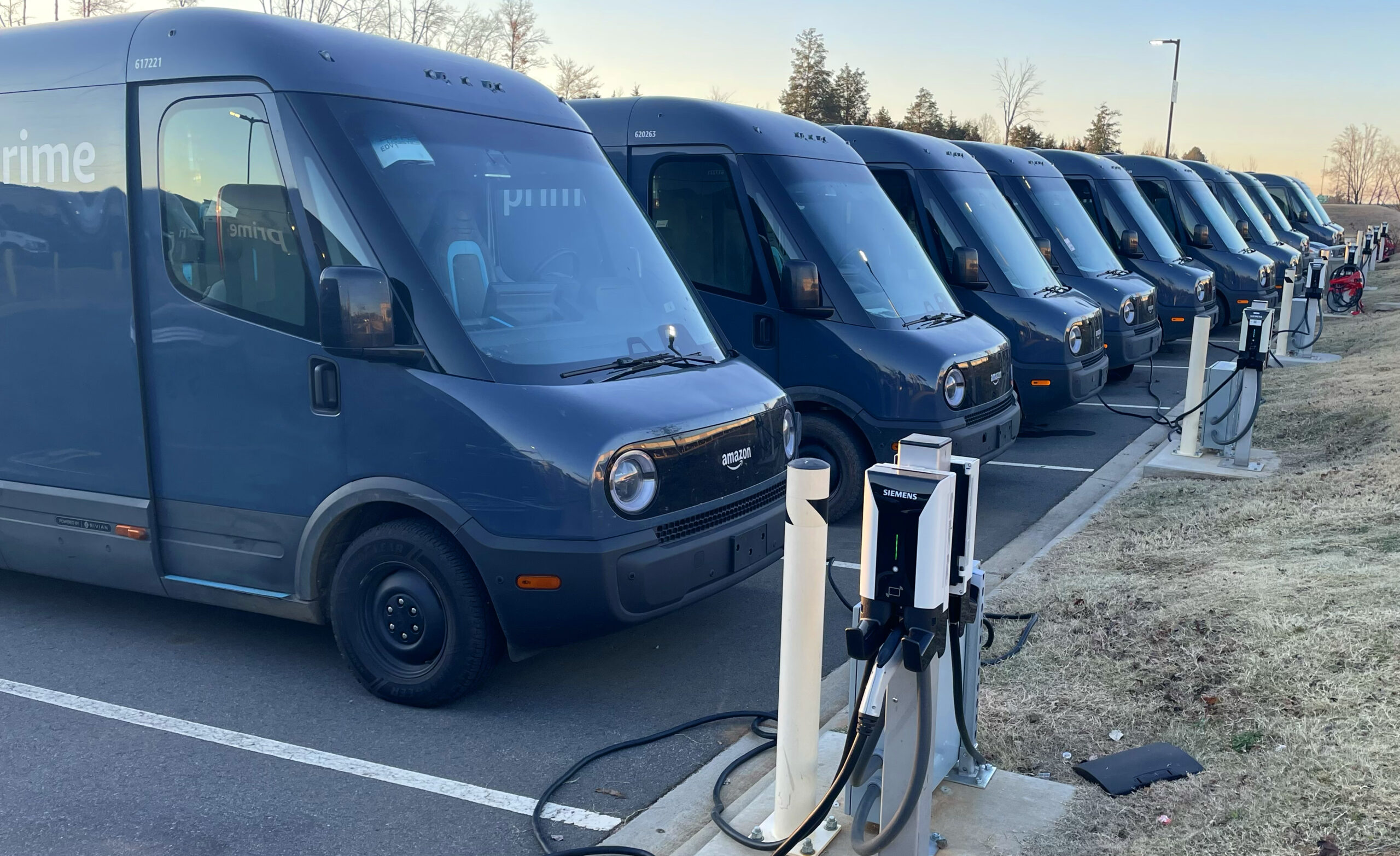 3001 Amazon delivery vans charging. Charlotte North Carolina. December 8 2024. Photo by Darrell Jett scaled