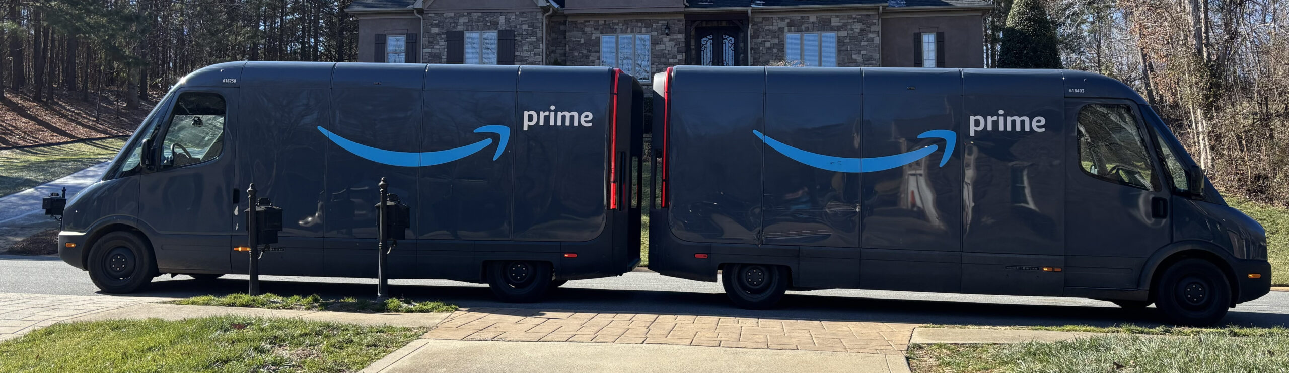 3135 Amazon Prime vans exchanging packages Charlotte North Carolina. December 8 2024. Photo with permission scaled