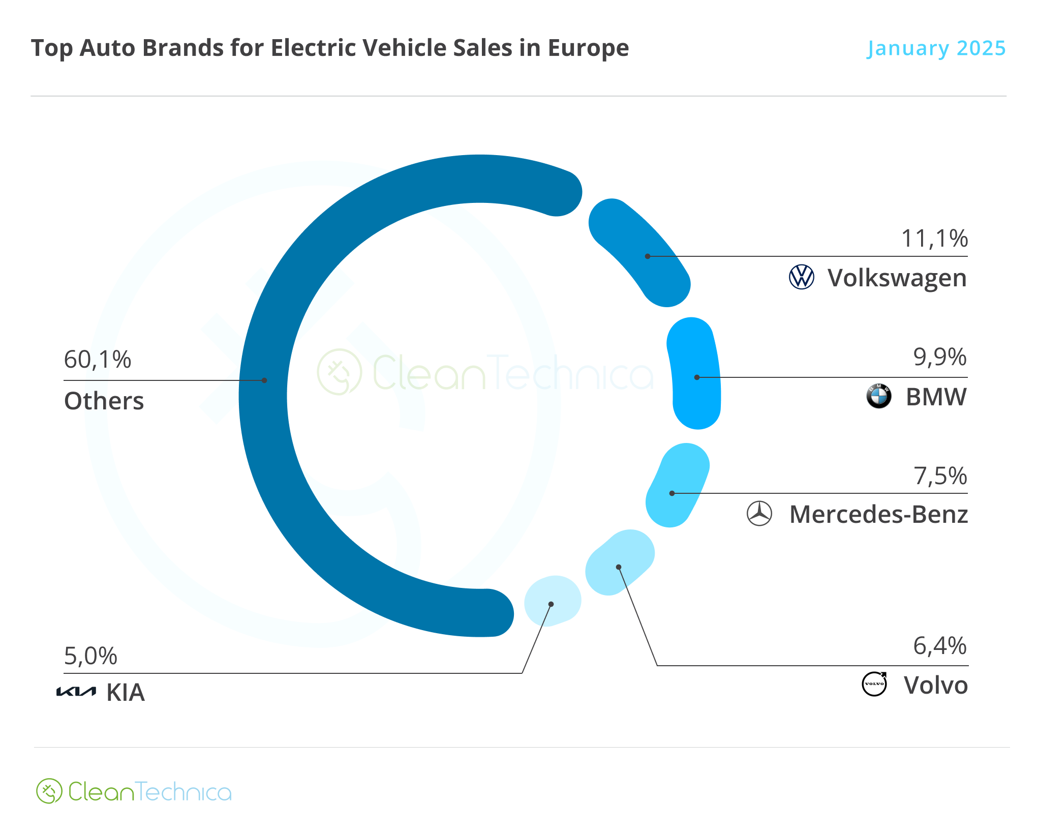 Europe Top EV Brands January 2025