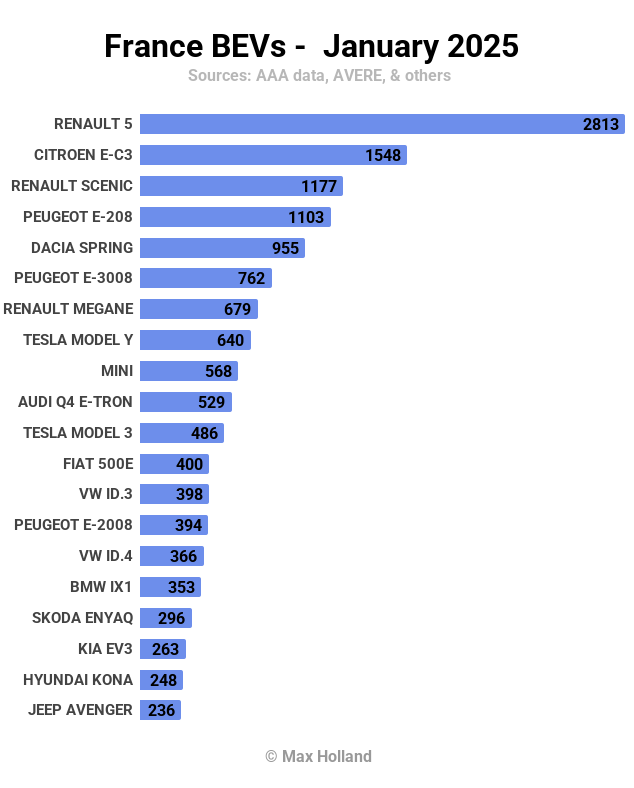 France BEVs January 2025