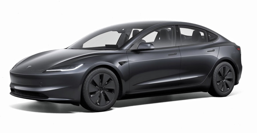 Tesla Model 3 in stealth grey.