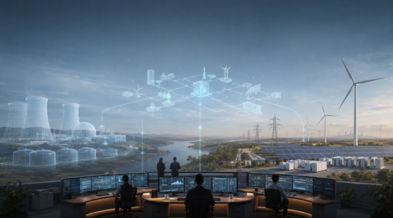 Chatgpt generated image of energy models weighing imagined centralized futures against real-world electrification and grid flexibility.