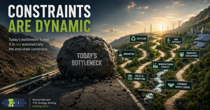 Industrial clean-energy system with grid, minerals, factories and policy signals adapting around transition bottlenecks.