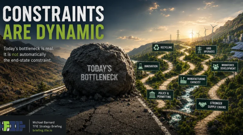 Industrial clean-energy system with grid, minerals, factories and policy signals adapting around transition bottlenecks.