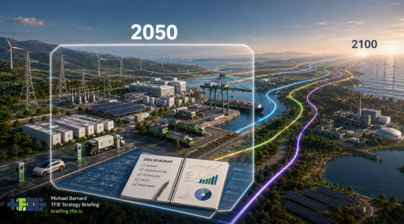 Long-range transition paths pass through a 2050 planning window and continue toward 2100.