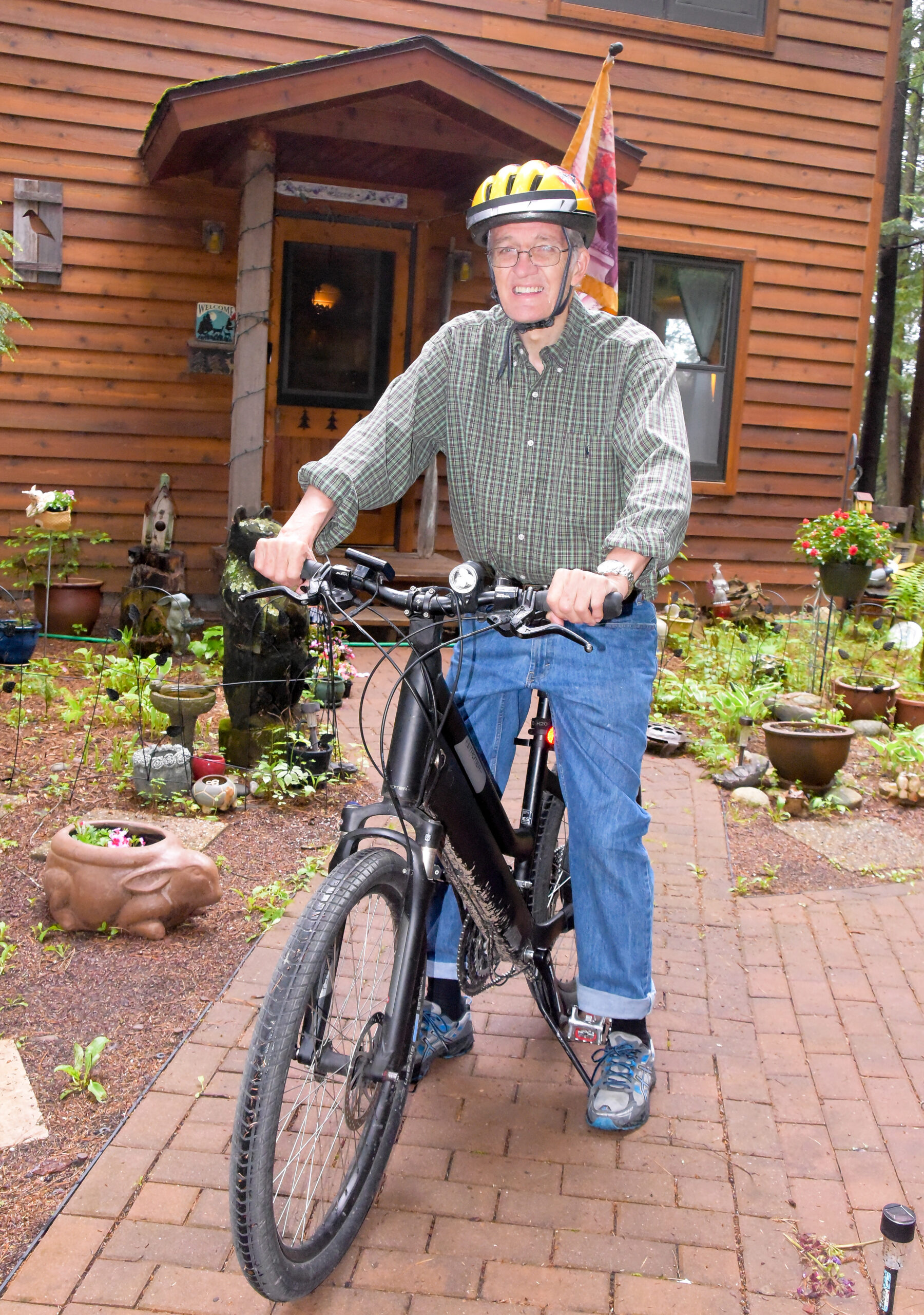 My brother and his Swiss Strommer Ebike. Camp Hasler, Three Lakes, Wisconsin. June 4, 2015. Fritz Hasler photo.