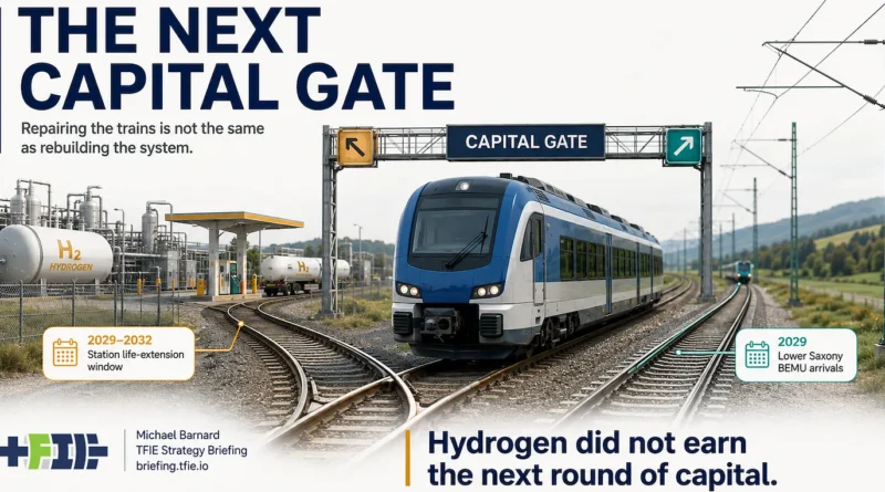 Hydrogen train reaches a junction between station overhaul and battery-electric rail.